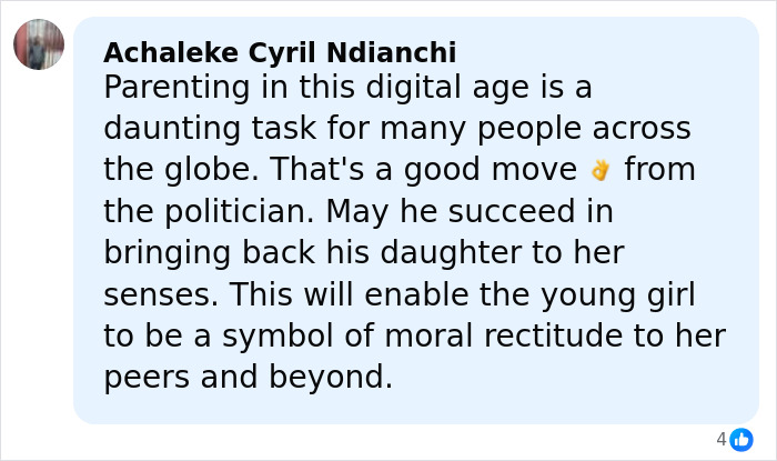 Comment on politician resigning after daughter reveals adult content creator status, highlighting challenges of modern parenting.