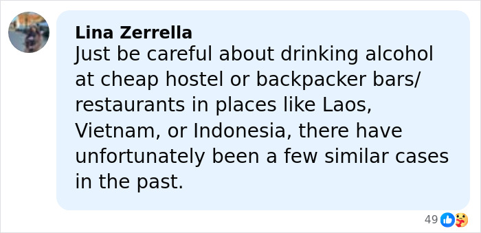 Comment warning about travel safety risks after daughters lose their lives on vacation, urging caution in Southeast Asia.