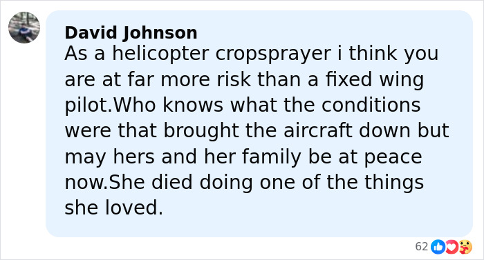 Comment from David Johnson reflecting on risks of helicopter crop spraying and a celebrity chef&rsquo;s tragic accident at 43.