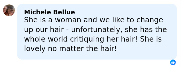 Comment discussing hair changes and public critique, emphasizing Kate Middleton&rsquo;s unnaturally healthy hair and dramatic blonde look.