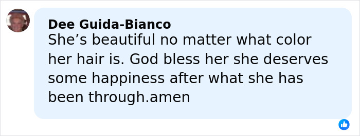 Comment praising Kate Middleton's appearance highlighting her hair looking unnaturally healthy after going dramatically blonde.