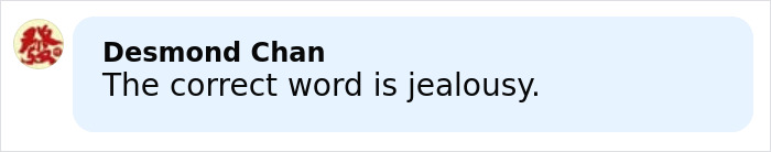A social media comment stating The correct word is jealousy, referencing Sydney Sweeney and Zendaya petty feud controversies.