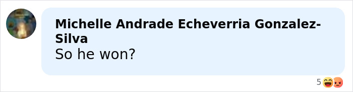 User comment asking if someone won, shown in a social media message regarding Justin Baldoni legal mistake against Blake Lively.