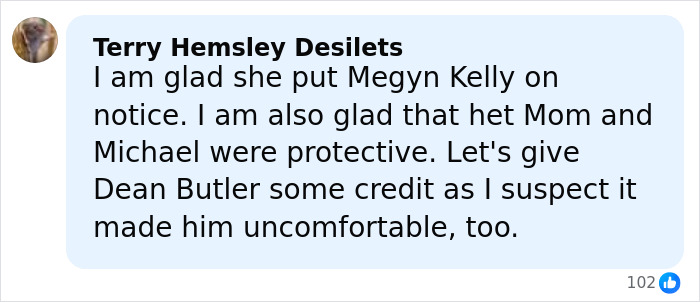 Comment discussing protective reactions and discomfort related to Melissa Gilbert's age gap with on-screen husband.