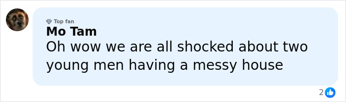 Comment from user Mo Tam discussing a messy living situation related to Stranger Things actor Gaten Matarazzo.