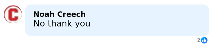 Comment from Noah Creech saying No thank you on a social media post about the world&rsquo;s biggest spider web.