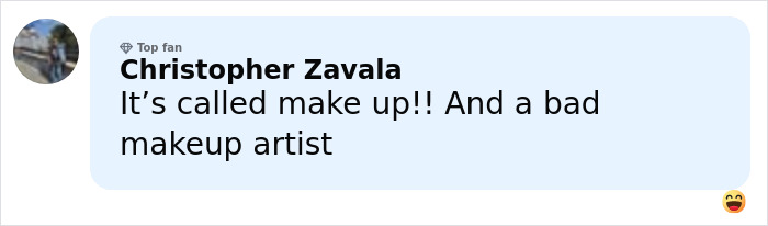 Comment by Christopher Zavala calling out bad makeup artist on Jessica Simpson's botched plastic surgery for All's Fair role.