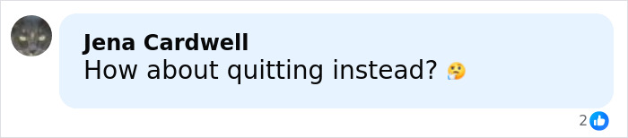 Screenshot of a social media comment by Jena Cardwell questioning the situation with a thoughtful emoji visible.