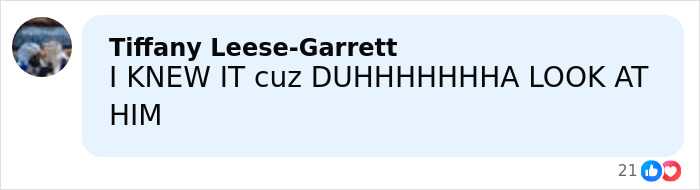 Comment by Tiffany Leese-Garrett expressing excitement about Jonathan Bailey named sexiest man alive with 21 reactions.