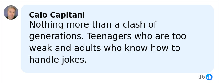 Comment by Caio Capitani discussing generational clash and views on bullying related to Millie Bobby Brown.