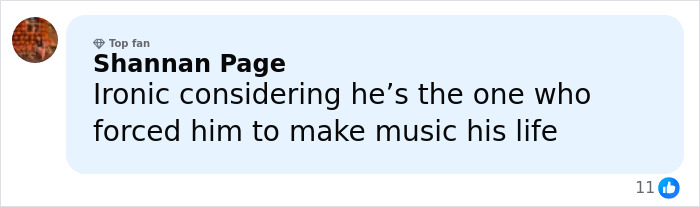Comment from Shannan Page discussing irony related to Simon Cowell and Liam Payne&rsquo;s music career influence.