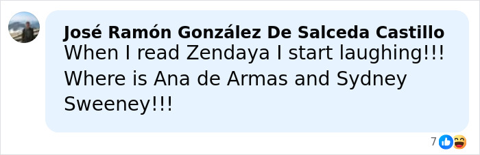 Comment about celebrities, discussing Ana de Armas, Zendaya, and Sydney Sweeney in the context of beauty and the golden ratio.