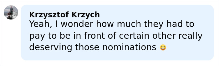 Comment by Krzysztof Krzych discussing the fairness of nominations among the most beautiful celebrities using the golden ratio.