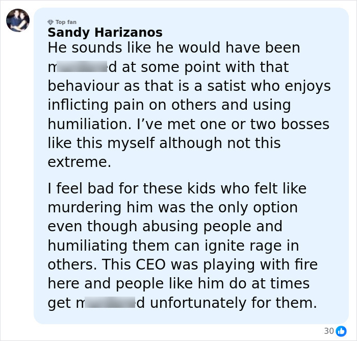 Comment from ex-employees revealing pushup punishment by toxic tech CEO that pushed them to their breaking point.