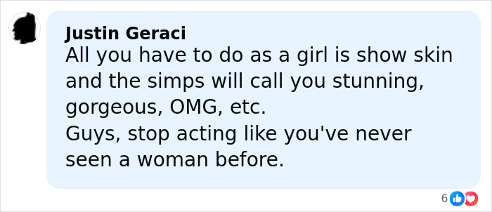 Comment criticizing reactions to a stunning woman identified after going viral at Georgia-Texas game.