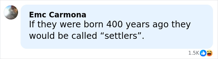 Comment by Emc Carmona questioning the labeling of settlers related to the plan to sail to foreign island and enslave women and kids.