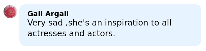Gail Argall commenting on Dame Judi Dench's heartbreaking health confession about memory challenges in a social media post.