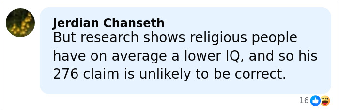 Comment by Jerdian Chanseth discussing lower IQ research related to the world's smartest man from South Korea seeking US asylum.