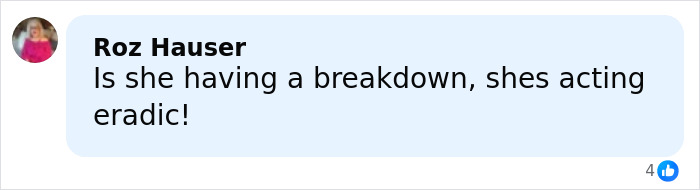 Comment about Kate Beckinsale's behavior, mentioning lost her mind and pantless sighting in an online discussion. Comment about Kate Beckinsale's behavior, mentioning lost her mind and pantless sighting in an online discussion.