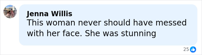 Comment by Jenna Willis criticizing a woman’s appearance and expressing disappointment about her face. Comment by Jenna Willis criticizing a woman’s appearance and expressing disappointment about her face.