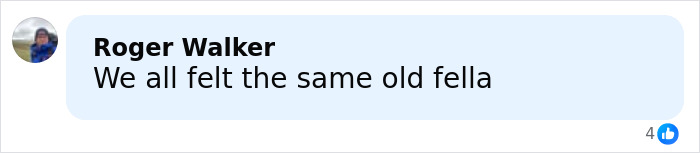 Screenshot of a Facebook comment by Roger Walker saying we all felt the same old fella, related to Prince Harry and Meghan Markle.