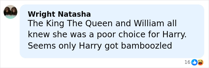 Comment on social media discussing Prince Philip warning Prince Harry about being bamboozled before his Meghan Markle wedding.