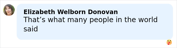 Comment from Elizabeth Welborn Donovan expressing agreement with public opinion on Prince Harry and Meghan Markle wedding.