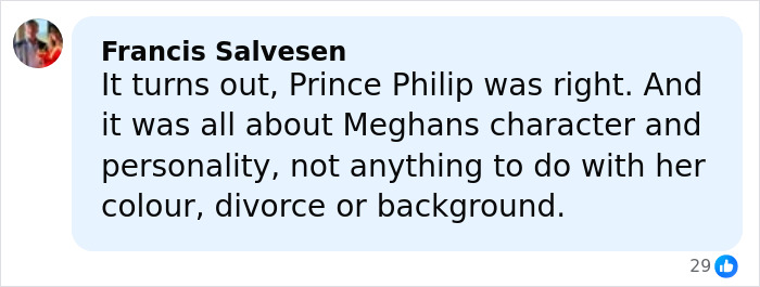 Comment by Francis Salvesen discussing Prince Philip warning about Prince Harry and Meghan Markle&rsquo;s character before their wedding.