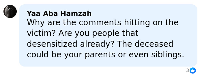 Comment by Yaa Aba Hamzah questioning why online users are desensitized and criticizing comments on the crypto scammer victim.