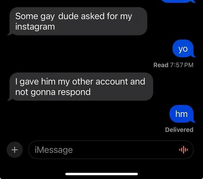 Text message conversation about avoiding response on Instagram, highlighting messy times people turned to the internet instead of therapy.