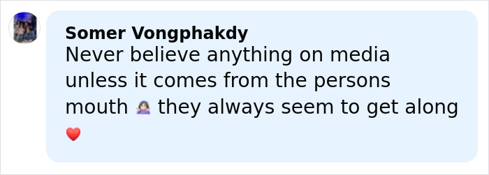 Social media comment from Somer Vongphakdy about Millie Bobby Brown and David Harbour bullying rumors on Stranger Things.