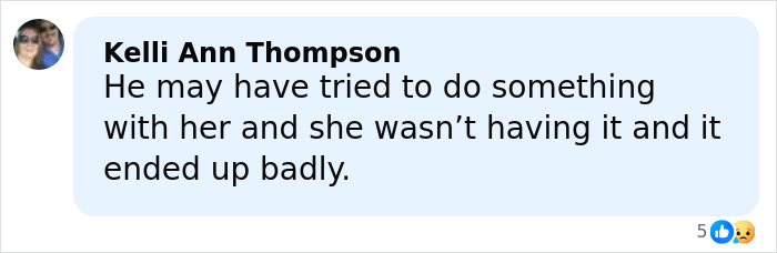 Screenshot of a social media comment discussing the stepbrother of teen slain in cruise and disturbing details revealed by ex.