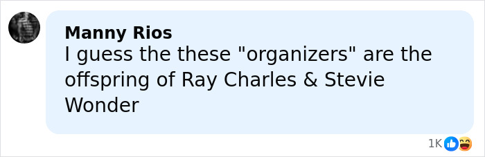 Comment by Manny Rios displayed on social media, expressing a sarcastic opinion about event organizers. Comment by Manny Rios displayed on social media, expressing a sarcastic opinion about event organizers.