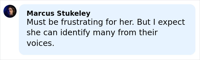 Comment by Marcus Stukeley about Dame Judi Dench's health, discussing challenges in recognizing people by sight or voice.