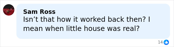 Comment by Sam Ross questioning age gap on Little House set, relating to Melissa Gilbert feeling nauseated about on-screen husband.