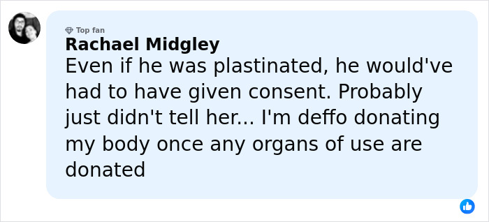 Comment about plastination and body donation in response to mom&rsquo;s stunning claim about skinned body in Las Vegas museum.