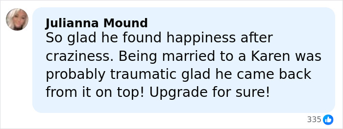 Comment from Julianna Mound reacting to Jon Gosselin remarrying 16 years later, praising his new happiness and upgrade. Comment from Julianna Mound reacting to Jon Gosselin remarrying 16 years later, praising his new happiness and upgrade.