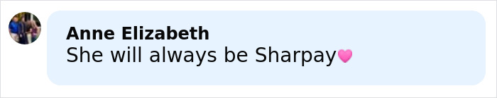 Comment on social media from Anne Elizabeth saying she will always be Sharpay with a pink heart emoji.