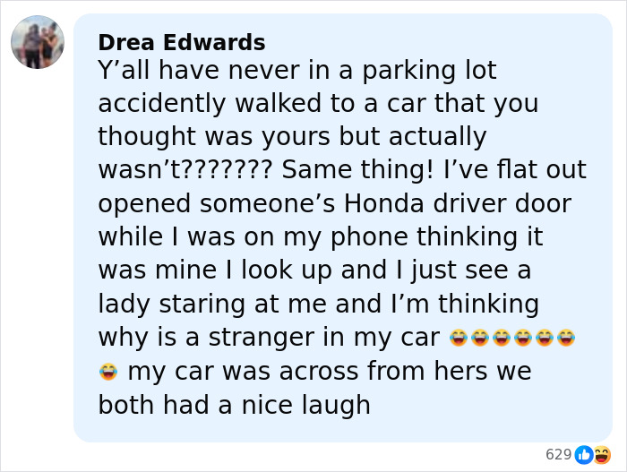 Cleaning lady shares story of an innocent mistake with a stranger at a parking lot, highlighting a humorous mix-up.