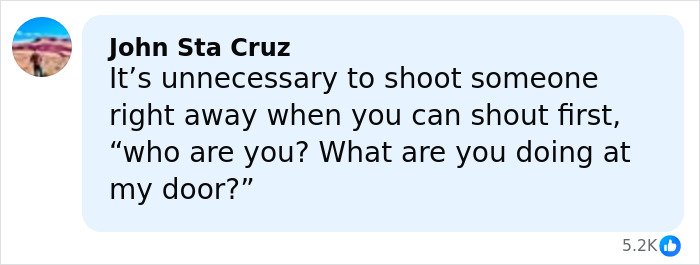Comment by John Sta Cruz in a blue text box discussing the unnecessary shooting related to a cleaning lady tragic incident.
