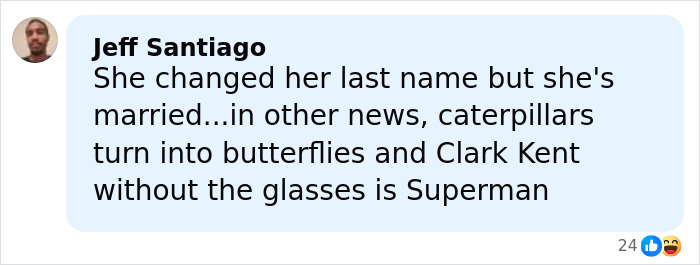 Comment by Jeff Santiago discussing Ashley Tisdale making name change official and reactions online.