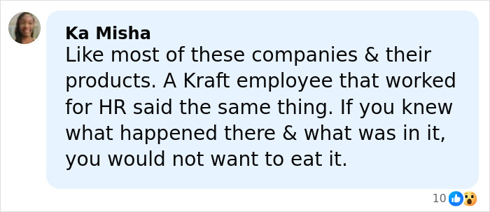 Comment discussing disturbing ingredients in soup, referencing leaked audio about Campbell's executive&rsquo;s remarks.