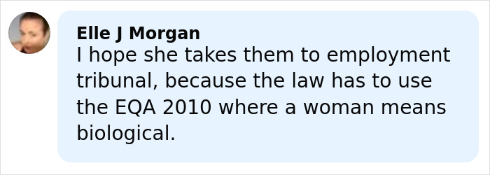 Screenshot of a social media comment about BBC anchor disciplined for showing disgust in a remark related to trans people.