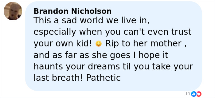 Comment on social media expressing sorrow and distrust after former news anchor takes her own mother's life on Halloween.