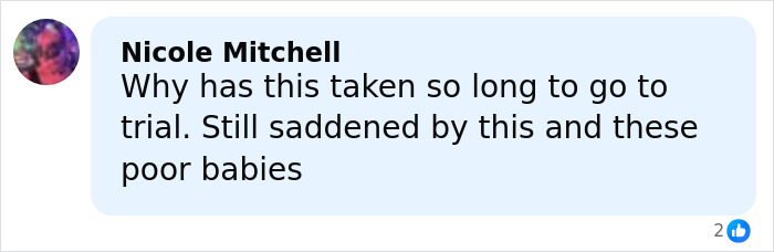 Comment from Nicole Mitchell expressing sadness over the celebrity chef found guilty of family slaying case.