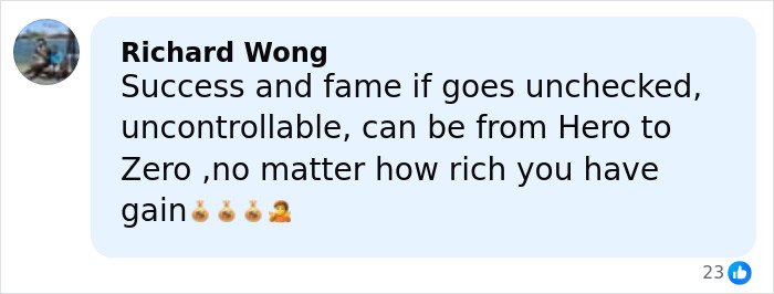 Comment on social media about influencer success and fame, warning about uncontrollable downfall despite wealth gained. Comment on social media about influencer success and fame, warning about uncontrollable downfall despite wealth gained.