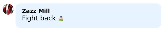 Comment on social media from user Zazz Mill saying "Fight back" in response to incident involving pregnant woman attacked by mob of school kids.