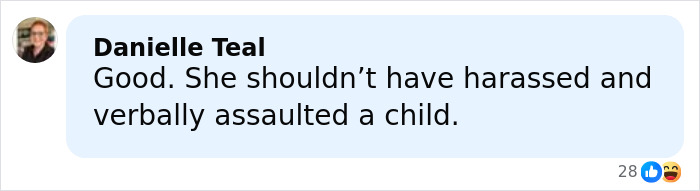 Comment by Danielle Teal opposing verbal a*****t on child in viral playground clash involving autistic boy and racial slur trial.