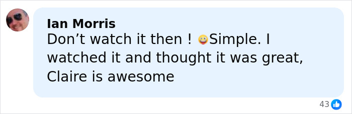 Comment by Ian Morris sharing his positive opinion on Claire Danes' performance in her new hit show.