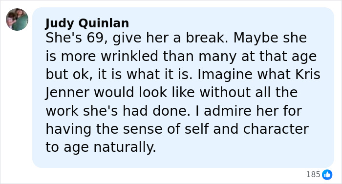 User comment on Linda Hamilton aging naturally at 69, discussing aging honestly in Hollywood amid Stranger Things Season 5 release. User comment on Linda Hamilton aging naturally at 69, discussing aging honestly in Hollywood amid Stranger Things Season 5 release.